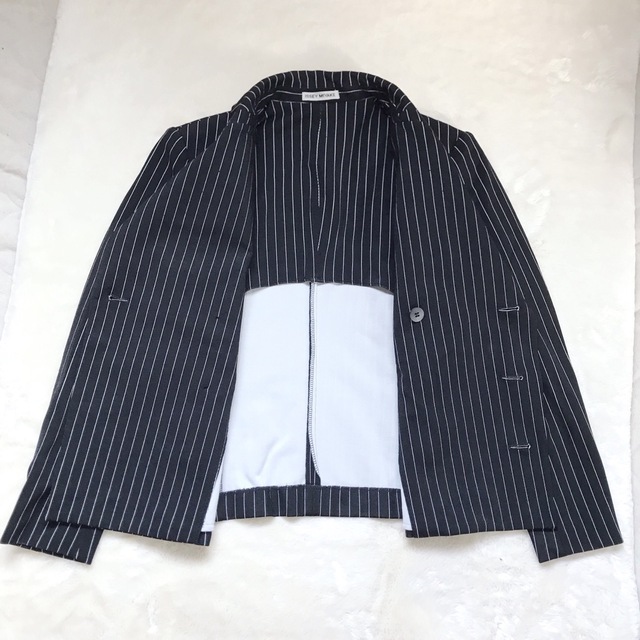 【美品】希少 ISSEY MIYAKE ストライプ ライダースジャケット 黒