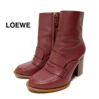 ロエベ(LOEWE)の良品 ロエベ サイドジップ コインローファー ヒール ショートブーツ イタリア製(ブーツ)