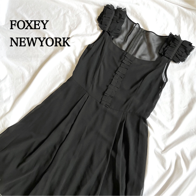 FOXEY - FOXEY NYエアリーシフォンワンピース フレア チュール フリル