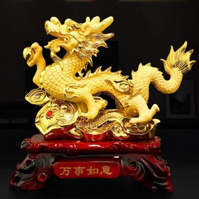 ドラゴン 35㎝ 風水 中国 像 装飾品 工芸品 オフィス 飾り 龍