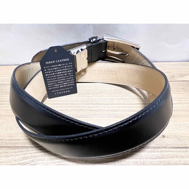 新品 未使用 日本製 32mm 姫路レザー ベルト 牛革 スムース 高級 黒 ①