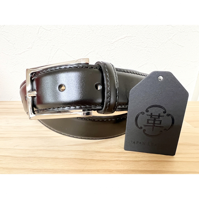 新品 未使用 日本製 32mm 姫路レザー ベルト 牛革 スムース 高級 黒 ①