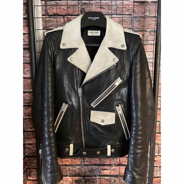 サンローランデザイナー国内正規品　Saint Laurent バイカラーライダース　14aw