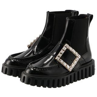 ロジェヴィヴィエ(ROGER VIVIER)のロジェ ヴィヴィエ ROGER VIVIER チェルシーブーツ サイドゴア Viv' Go-Thick ストラスバックル パテント ブラック RVW64634440 MRK B999(ブーツ)