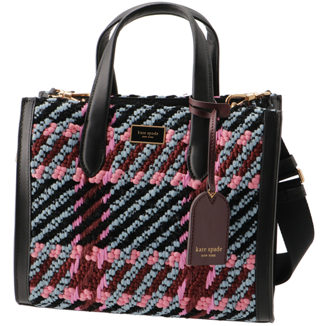 ケイトスペード KATE SPADE トートバッグ Manhattan Plaid スモール ツイード ブルー×ブラック×ピンク K8997 0039  600