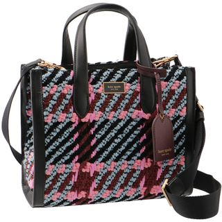 ケイトスペード KATE SPADE トートバッグ Manhattan Plaid スモール ツイード ブルー×ブラック×ピンク K8997 0039  600