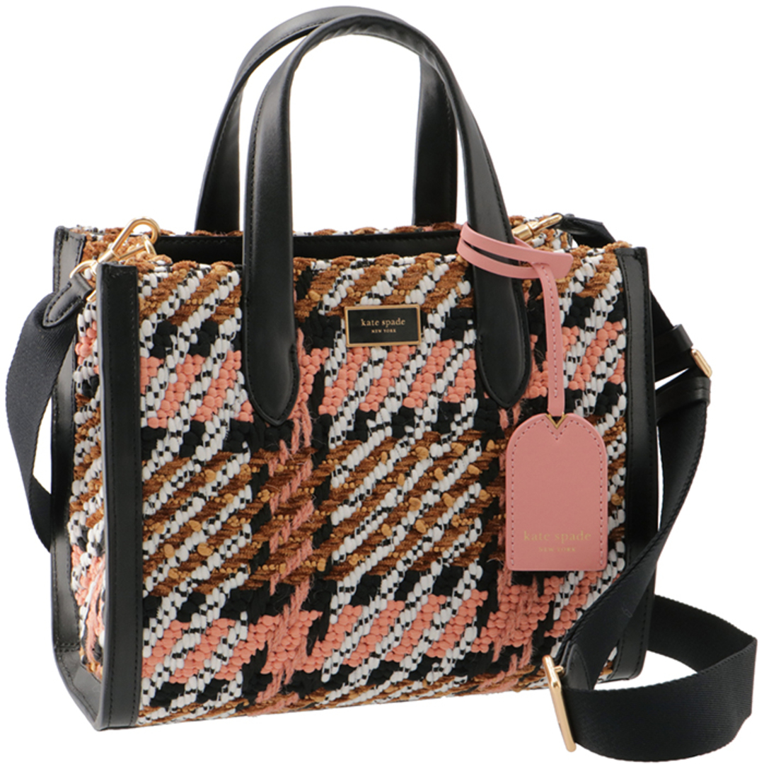 ケイトスペード KATE SPADE トートバッグ Manhattan Plaid スモール ツイード ブラウン×ブラック×ピンク  K8997 0039 650