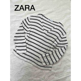 ザラ(ZARA)のZARA ザラ　美品　かぎ編み　ボーダーVネックニット　サマーニット(ニット/セーター)
