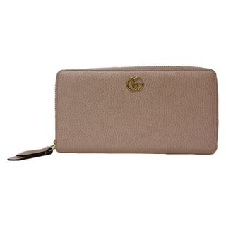 グッチ(GUCCI)の【箱あり】GUCCI　ジップアラウンドウォレット　456117　プチマーモント　レザー　ピンクベージュ　レディース　長財布　ウォレット　シンプル　ギフト　プレゼント包装可　【中古】松山朝生田店(財布)