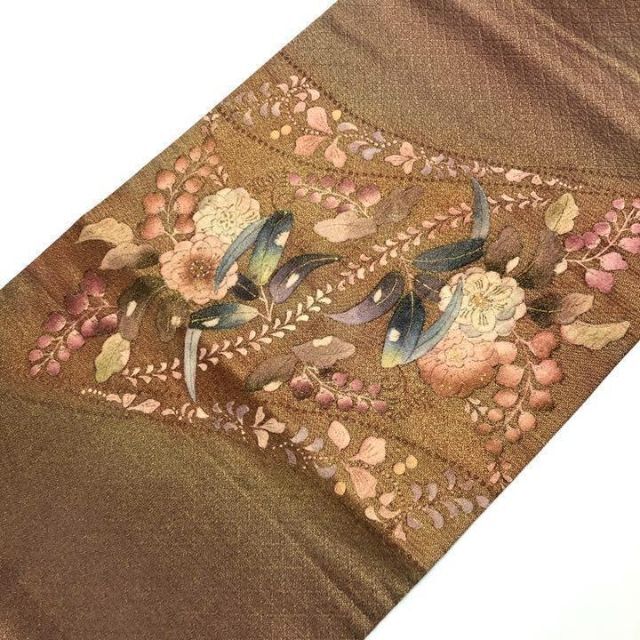 着物のわびさびO-1876 袋帯 上品な辻が花 膨れ織 グラデーション 金彩