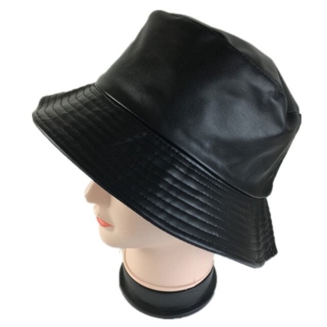 新品 バケットハット レザー 帽子 黒 無地 メンズ 男女兼用 仮装 韓国