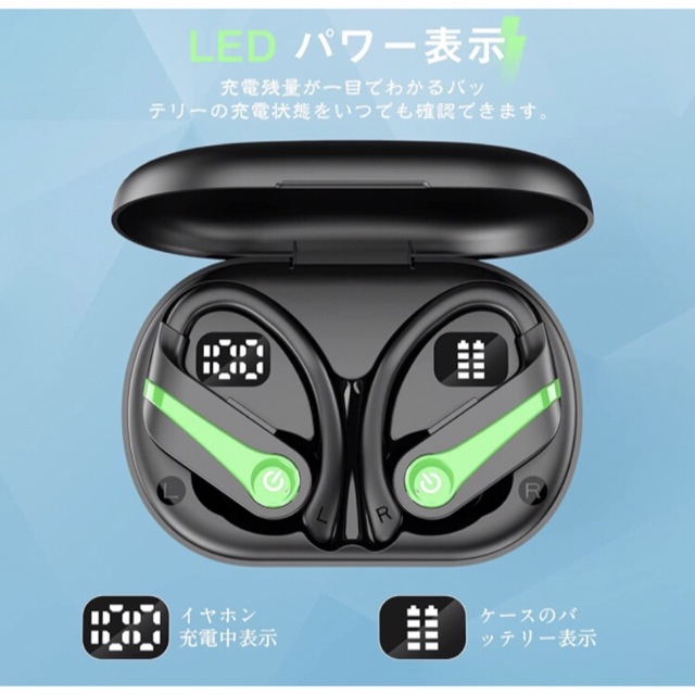 【⭐️早い者勝ち⭐️】Bluetooth5.3 イヤホン ワイヤレス 緑 スマホ/家電/カメラのオーディオ機器(ヘッドフォン/イヤフォン)の商品写真