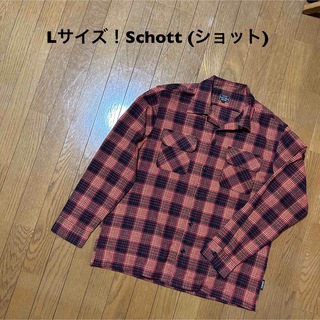 ショット(schott)のLサイズ！Schott (ショット) 古着長袖オープンカラーチェックシャツ(シャツ)
