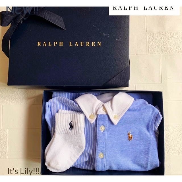 Ralph Lauren(ラルフローレン)のギフトbox90ロンt 12m80cm  オックスフォードロンパース  キッズ/ベビー/マタニティのベビー服(~85cm)(ロンパース)の商品写真