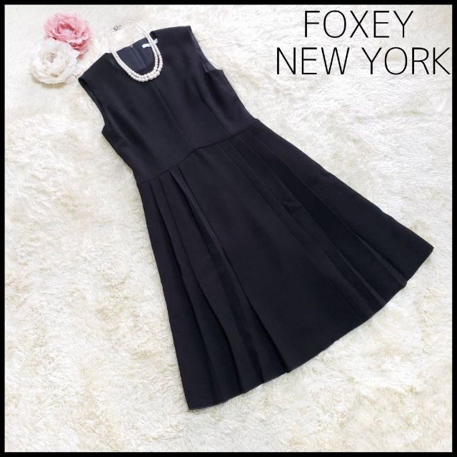 美品 FOXEY new york バロン ワンピース 38 ブラック ドレス-