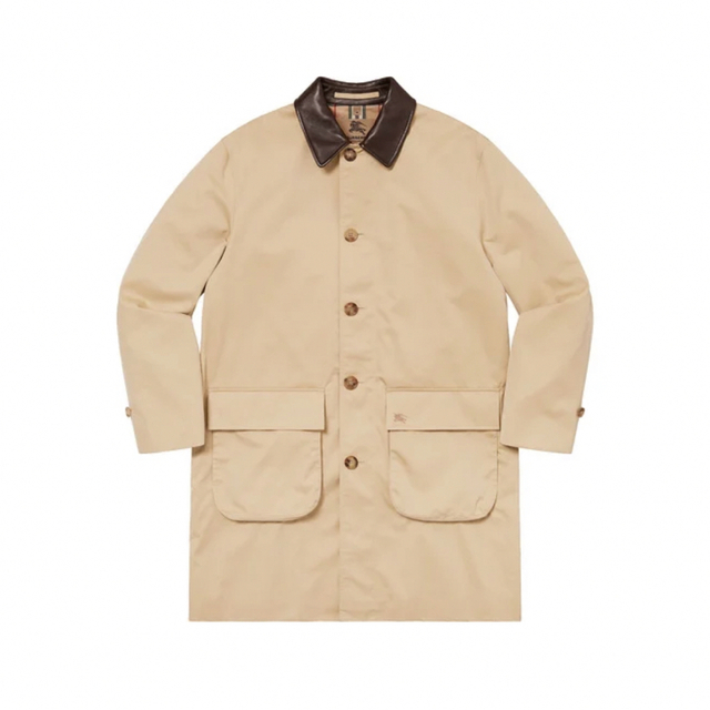 逸品】 Supreme - S Supreme Burberry Leather Collar Trench トレンチコート 