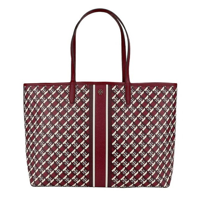 男女兼用 Tory Burch クリムゾンレッド ロゴ ジオ トートバッグ BURCH