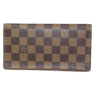 ルイヴィトン(LOUIS VUITTON)のLOUIS VUITTON ポルトビエ・カルトクレディ N60825 ダミエエベヌ/ブラウン系 コーティングキャンバス 長財布　ロングウォレット　シンプル　メンズ　スマート　おしゃれ　人気　定番(折り財布)