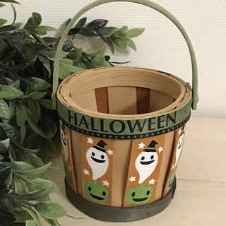 ハロウィン 木製 バスケット カゴ プランター 鉢植え カントリー雑貨 レトロ(バスケット/かご)