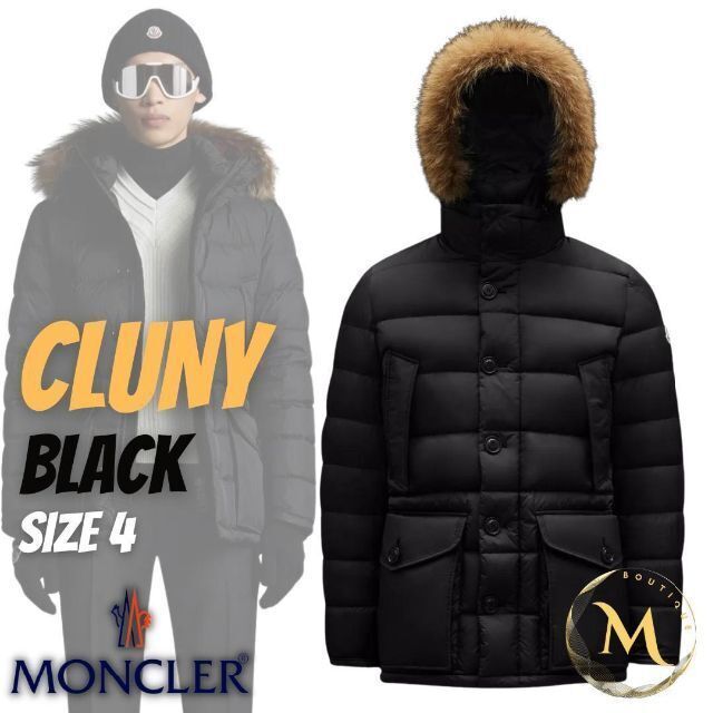 同梱不可】 MONCLER - XL 黒色 4 ダウンジャケット CLUNY ☆新品・本物