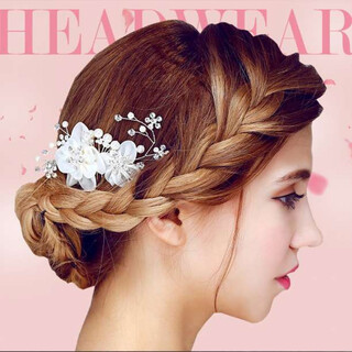 ヘッド ドレス パール 髪飾り ビジュー ヘアアクセサリー 結婚式 ウエディング(ヘアピン)