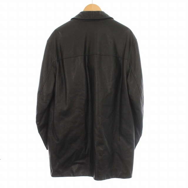 Hermes(エルメス)のエルメス ステンカラーコート ジャケット ラムレザー 羊革 中綿 52 黒 メンズのジャケット/アウター(テーラードジャケット)の商品写真