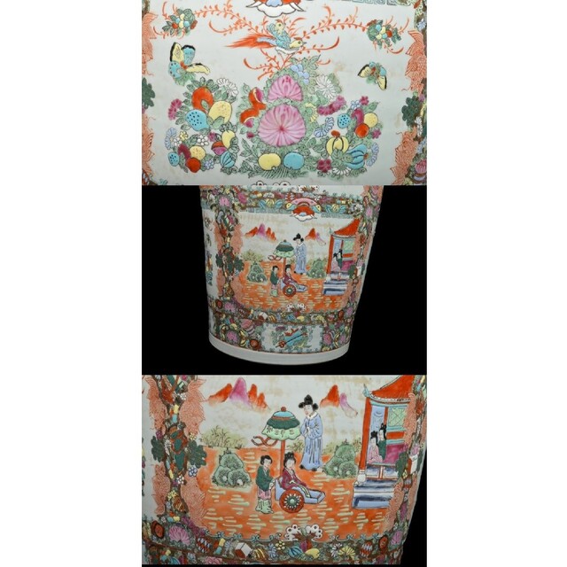 大壺 93.3cm】中国古玩 唐物 大清嘉慶年製 色絵金彩人物花細密 大壺 93.3cm】中国古玩 唐物 大清嘉慶年製 色絵金彩人物花細密