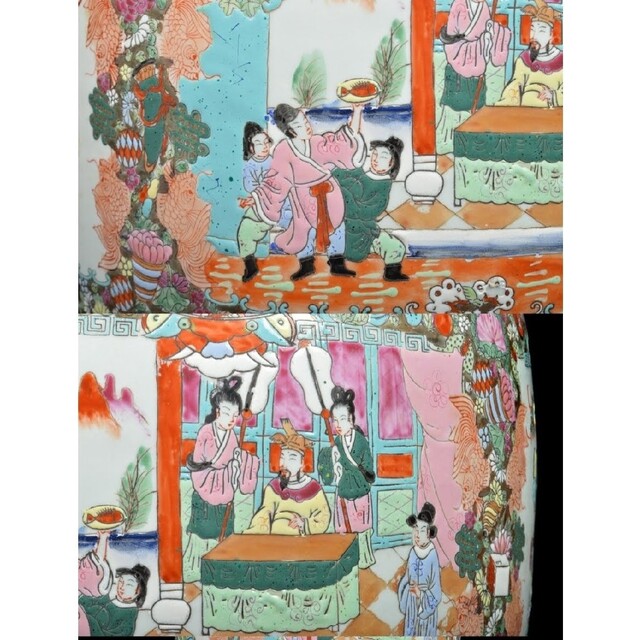 大壺 93.3cm】中国古玩 唐物 大清嘉慶年製 色絵金彩人物花細密 大壺 93.3cm】中国古玩 唐物 大清嘉慶年製 色絵金彩人物花細密