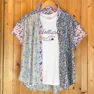 アメリカンイーグル(American Eagle)の夏に涼しげ！キュートな小花柄♡トレンド！ゆるふわシルエット/半袖シャツ【XS】(シャツ/ブラウス(半袖/袖なし))