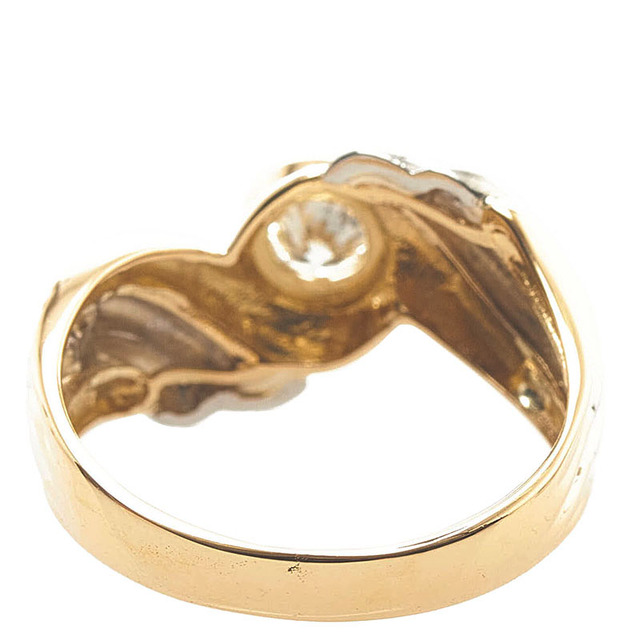 美品 K18YG イエローゴールド Pt900 プラチナ リング 指輪 ダイヤ 0.20ct 【1-0087381】