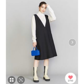 ビューティアンドユースユナイテッドアローズ(BEAUTY&YOUTH UNITED ARROWS)のポリエステルジャカード ミニ ワンピース　ジャンパースカート(ひざ丈ワンピース)