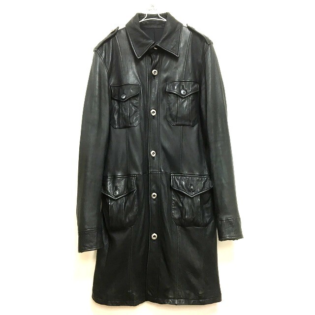 SHELLAC size46 レザートレンチコート-