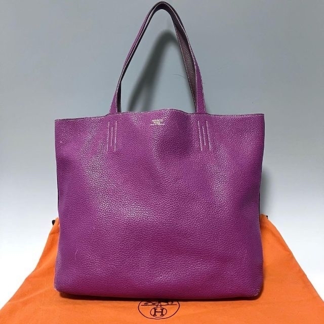 本物の Hermes HERMES ラズベリーピンク ドゥブルセンス36 トリヨンクレマンス エルメス トートバッグ 本物エルメス ドゥブルサンス36