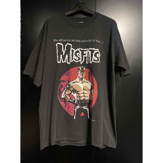 00'S当時物MISFITS Tシャツ ヴィンテージ　希少XL  ブラック(Tシャツ/カットソー(半袖/袖なし))