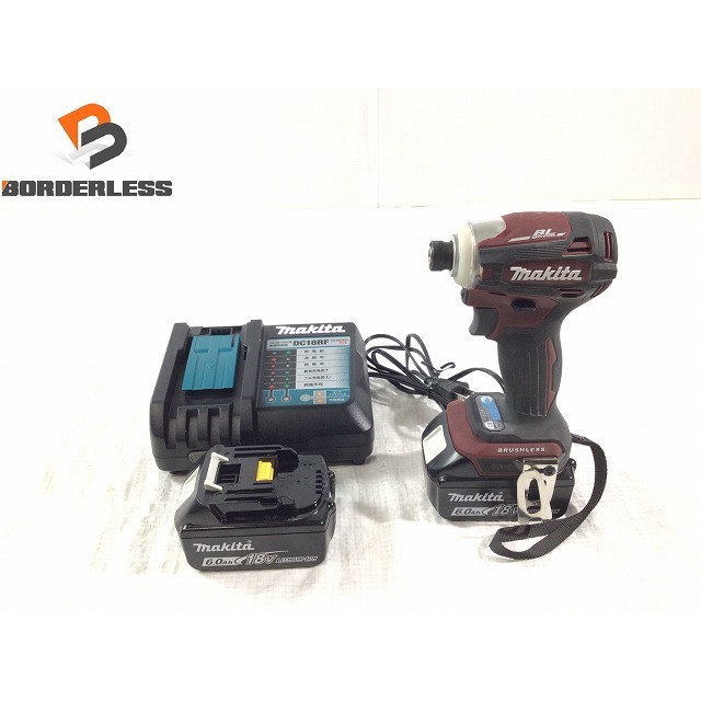 工具☆比較的綺麗☆makita マキタ 充電式インパクトドライバ TD172DGXAR 赤 オーセンティックレッド バッテリー2個(18V 6.0AH) 充電器付 66273