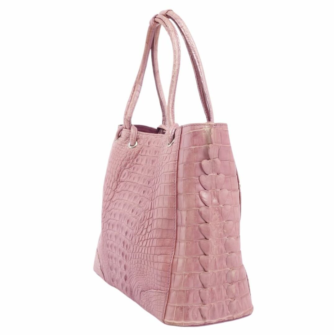 美品 クロコダイル CROCODILE バッグ ショルダーバッグ マットクロコ ワニ革 カバン 鞄 レディース ピンク