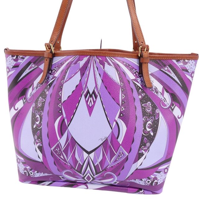 美品 エミリオプッチ EMILIO PUCCI バッグ ハンドバッグ トートバッグ 総柄 カバン 鞄 レディース イタリア製 パープル