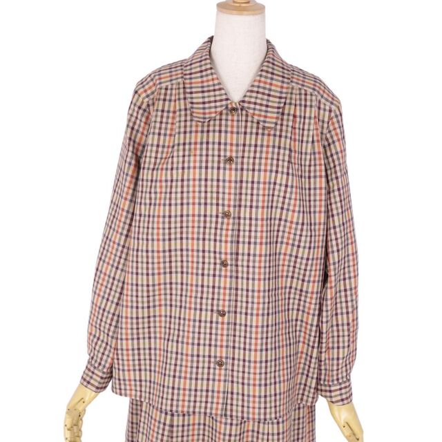 BURBERRY(バーバリー)のVintage バーバリー Burberrys セットアップ スカートスーツ シャツ スカート チェック ウール レディース ジャケット：13BR(XL相当) スカート：15(XL相当) ブラウン レディースのフォーマル/ドレス(スーツ)の商品写真