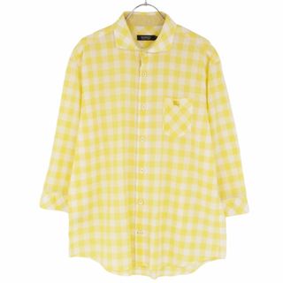 バーバリーブラックレーベル(BURBERRY BLACK LABEL)の美品 バーバリー ブラックレーベル BURBERRY BLACK LABEL シャツ 七分袖 チェック コットン トップス メンズ 3(L相当) イエロー(シャツ)