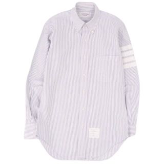 THOM BROWNE トムブラウン オックスフォードストライプロングスリーブ長袖シャツ A0121A4051ホワイト