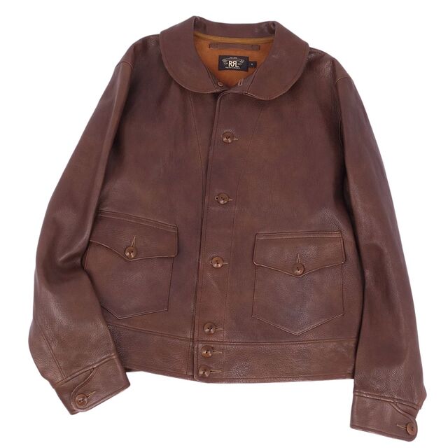 RRL(ダブルアールエル)の美品 ダブルアールエル RRL Ralph Lauren ジャケット WELLHOUSE レザージャケット コサックジャケット A-1 ゴートスキン メンズ アウター XL ブラウン メンズのジャケット/アウター(レザージャケット)の商品写真