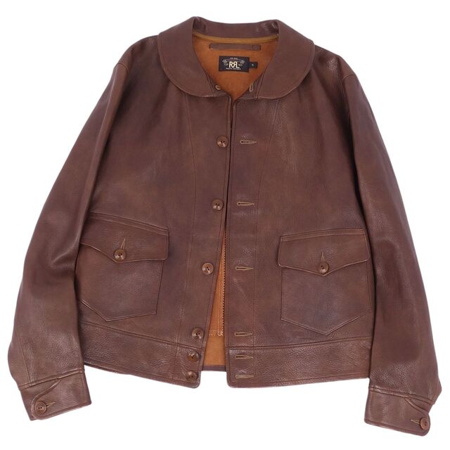 RRL(ダブルアールエル)の美品 ダブルアールエル RRL Ralph Lauren ジャケット WELLHOUSE レザージャケット コサックジャケット A-1 ゴートスキン メンズ アウター XL ブラウン メンズのジャケット/アウター(レザージャケット)の商品写真