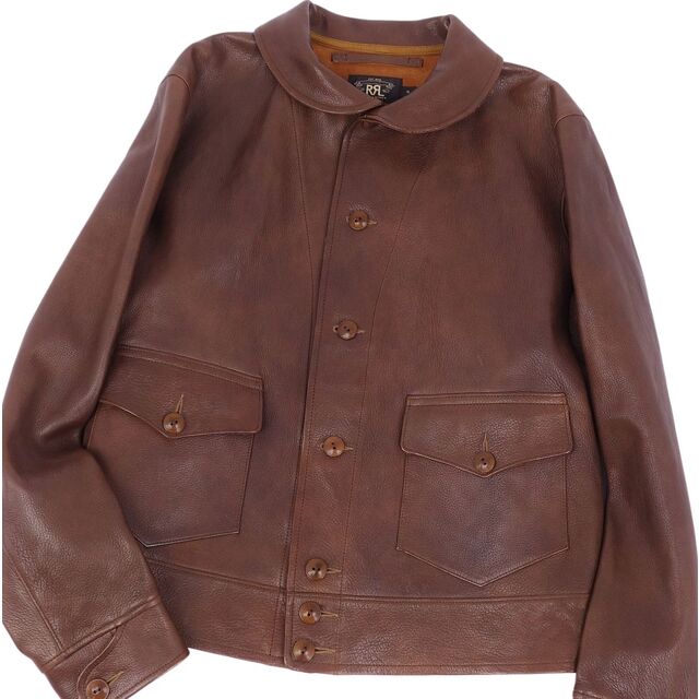 RRL(ダブルアールエル)の美品 ダブルアールエル RRL Ralph Lauren ジャケット WELLHOUSE レザージャケット コサックジャケット A-1 ゴートスキン メンズ アウター XL ブラウン メンズのジャケット/アウター(レザージャケット)の商品写真