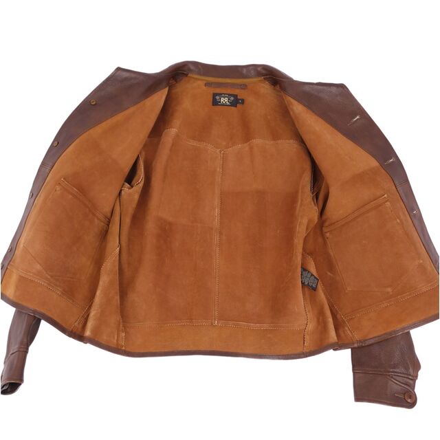 RRL(ダブルアールエル)の美品 ダブルアールエル RRL Ralph Lauren ジャケット WELLHOUSE レザージャケット コサックジャケット A-1 ゴートスキン メンズ アウター XL ブラウン メンズのジャケット/アウター(レザージャケット)の商品写真