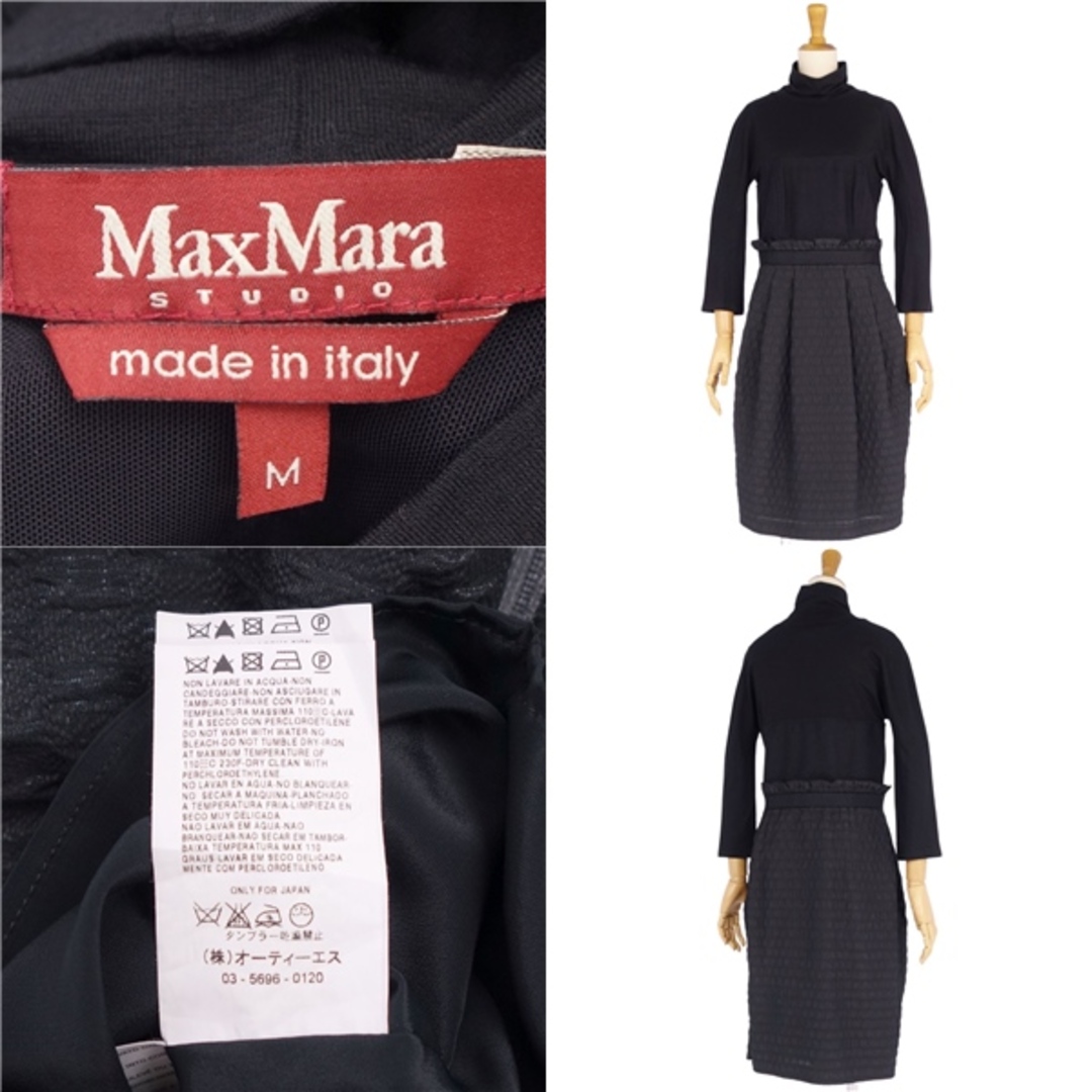 Max Mara(マックスマーラ)の美品 マックスマーラ Max Mara STUDIO ワンピース ドレス ハイネック ウール トップス レディース M ブラック レディースのワンピース(ひざ丈ワンピース)の商品写真