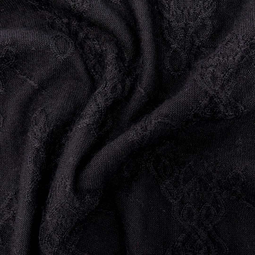 美品 エルメス HERMES ニット カシミヤ シルク 半袖 セーター ロープ柄 レディース トップス 36(S相当) ブラック