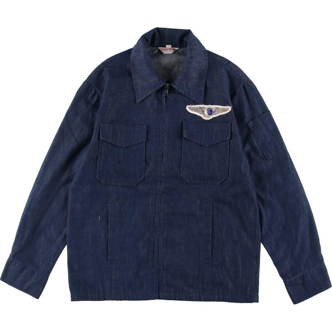 60～70年代 FLIGHT APPAREL IND 濃紺 デニムカバーオール メンズM ヴィンテージ /eaa310062