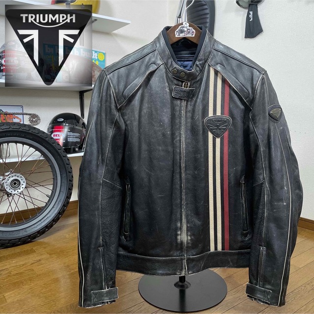 超美品☆TRIUMPH トライアンフレザージャケット ブラック/L（XXL相当）