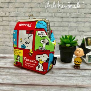 スヌーピー(SNOOPY)のhandmade★がまぐちポーチ (スヌーピー・2020.PNTSコミック赤(ポーチ)