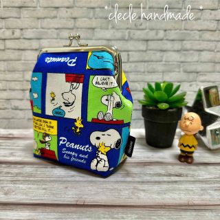 スヌーピー(SNOOPY)のhandmade★がまぐちポーチ (スヌーピー・2020.PNTSコミック青(ポーチ)